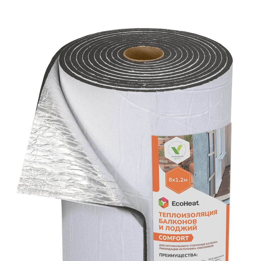 Самоклеящаяся теплоизоляция балконов и лоджий EcoHeat COMFORT 9 мм